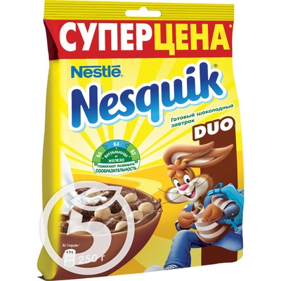 Готовый завтрак "Nesquik" Duo Шоколадный 250г