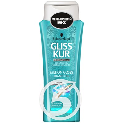 Шампунь для волос "Gliss Kur" Million Gloss жидкий кератин 250мл
